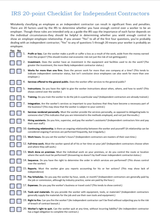 Independent Contractor v. Employee