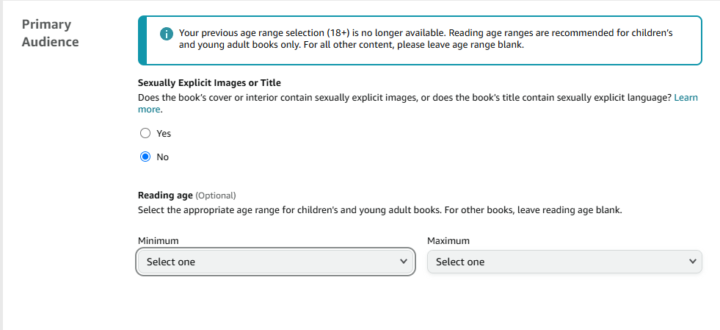 KDP age range issues