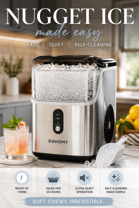 🧊 Nugget Ice Maker for Home – Fast, Quiet Countertop Pebble Ice
