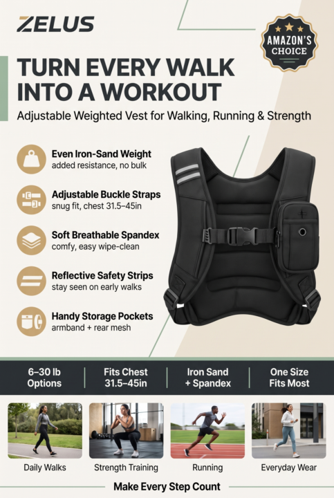 🖤 Deal Alert: Turn Every Walk Into a Workout with the ZELUS Weighted Vest