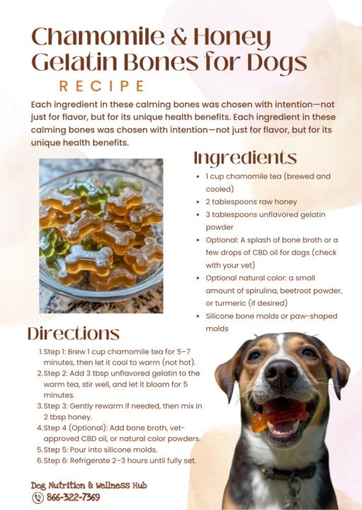 Chamomile & Honey Gelatin Bones for Dogs 🦴