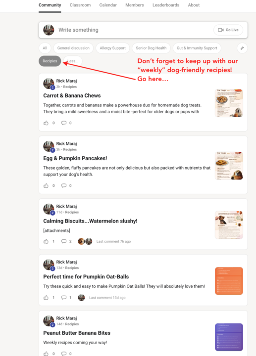 Don't forget to look at the "weekly" dog "friendly" recipies!