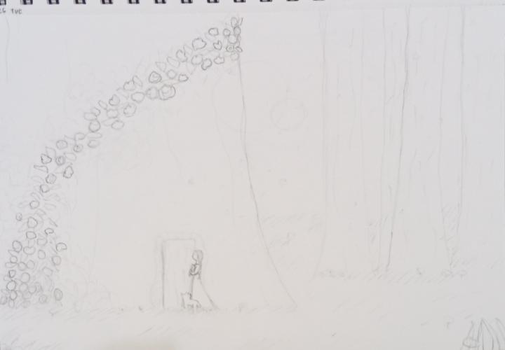 Door in the tree drawing