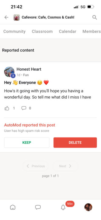 This is the first time I’ve seen a warning for a post