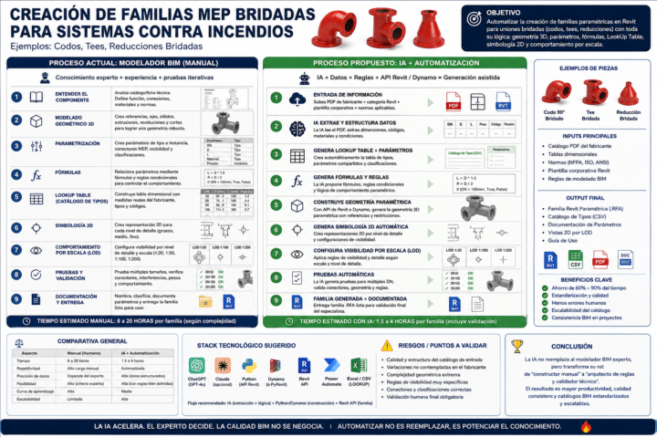 Creación y automatización de familias paramétricas MEP para sistema de agua contra incendios