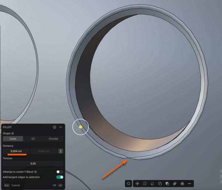 How to create very small fillets in plasticity?