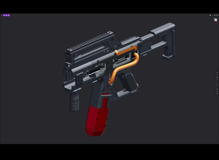 I made a 3d model from my own design, I designed a sci-fi weapon, it’s a foldable laser smg. I have huge passion in sci-fi. I did rendering in blender. I think Nikita’s course is quite usefully 