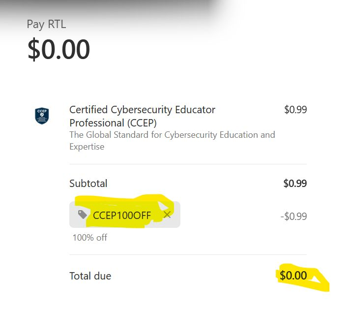 free coupon - Certified Cybersecurity Educator Professional (CCEP)