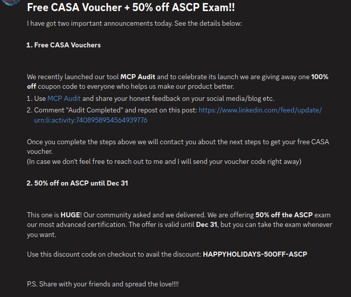 free casa exam voucher from apisec