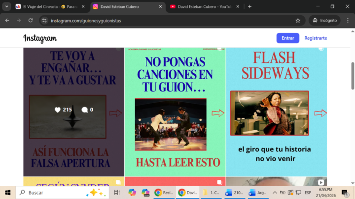 Recurso escritura de guion: Guiones y Guionistas, de David Esteban Cubero