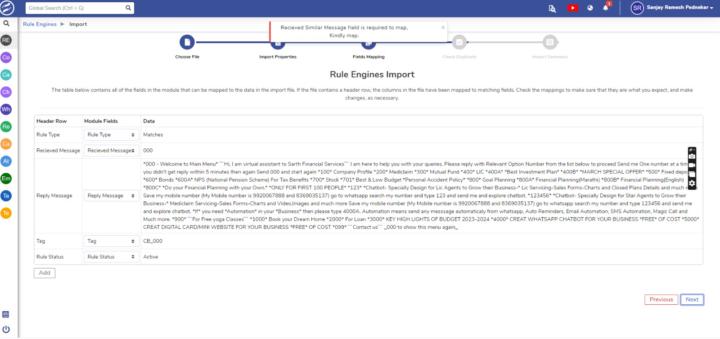 Chatbot data migration from sampark setu app to sangam crm not working