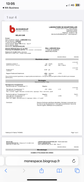 Rapport protéinurie/creatinurie