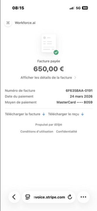 650€ frais d'installation + 350 € / mois