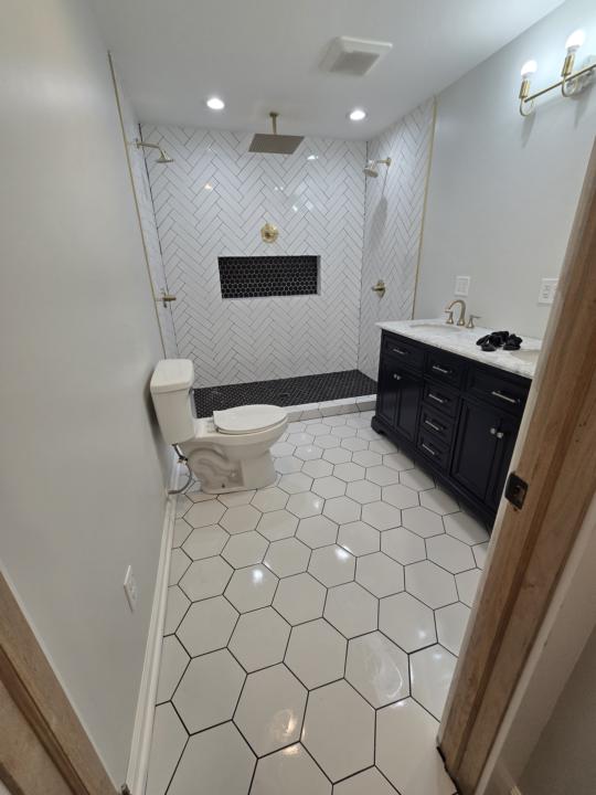 Custom tile shower we completed using shluter water membrane 