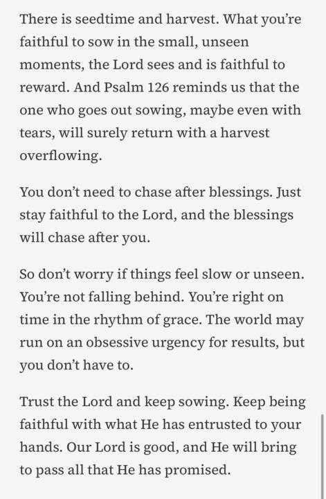 Keep sowing and keep believing God’s promises!
