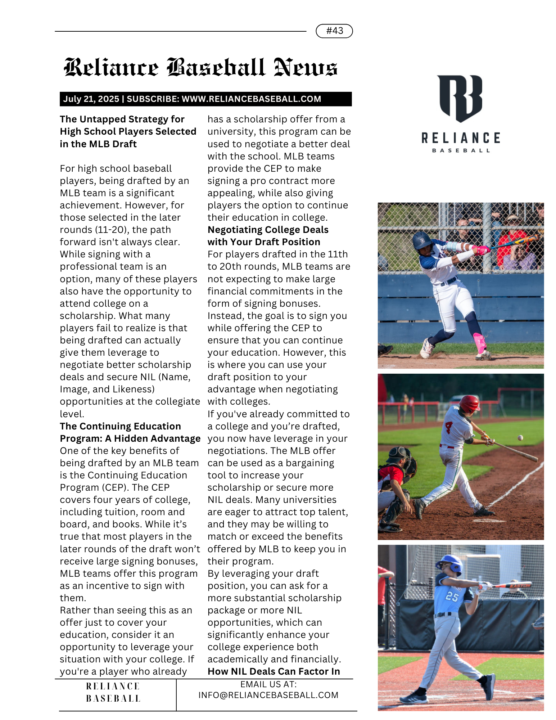 The Untapped Strategy for High School Players Selected in the MLB Draft