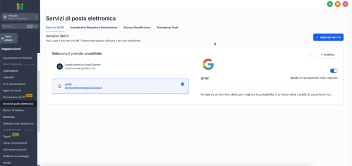 Problema con il dominio dedicato per l'invio delle email