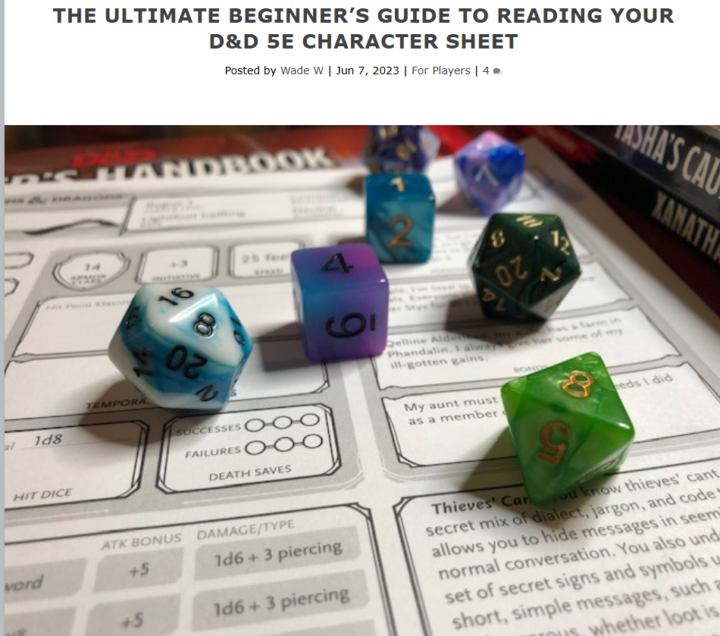 How to read your Character Sheet