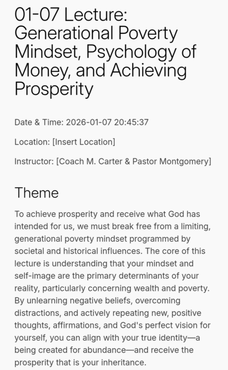 Theme for 1/7/26 Does God want me to have Money 💰?