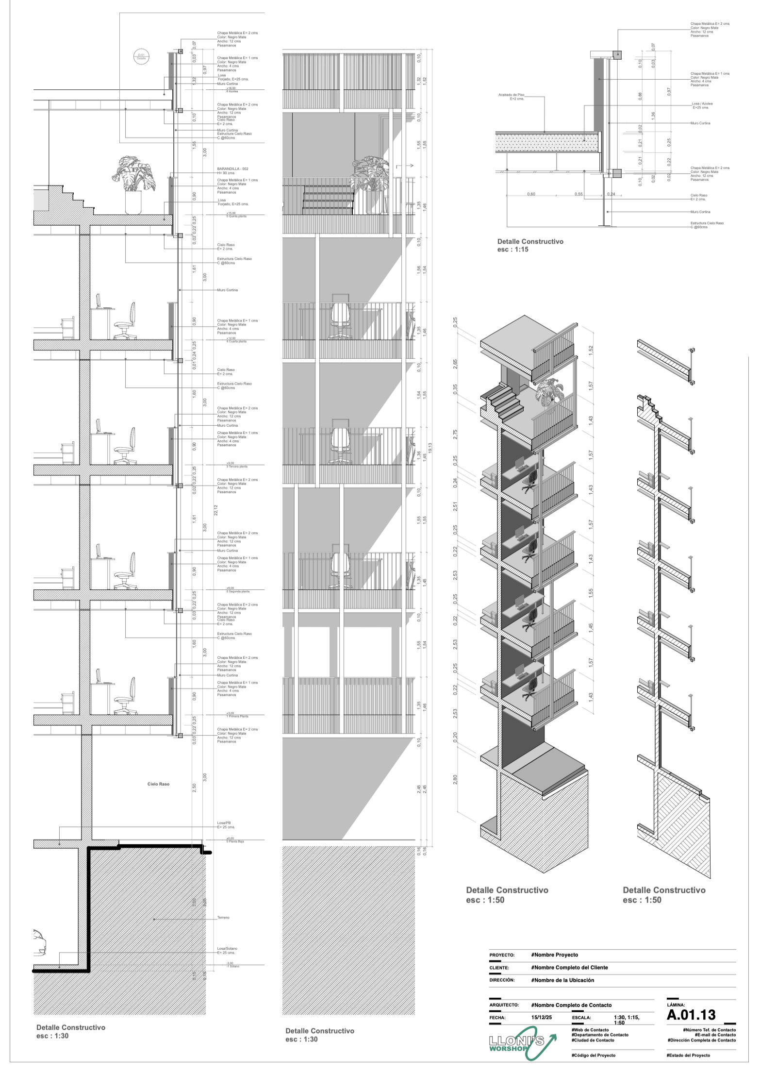 Edif Igara (Corte_fachada / Detalles) · ArchiBIM Academy