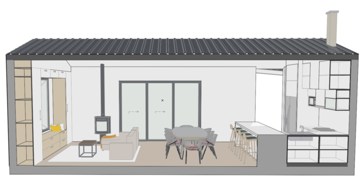 CLASE 07: Interiorismo, sala - comedor - "Vivienda Nórdica"