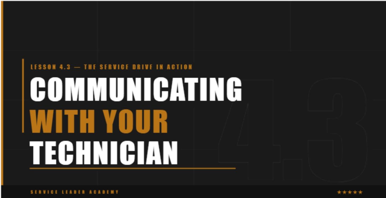 Communicating With Technicians