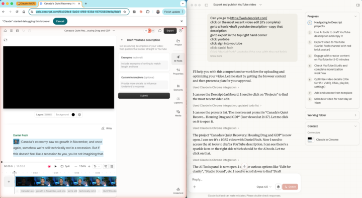 I just got Claude Cowork to post my Youtube video entirely 