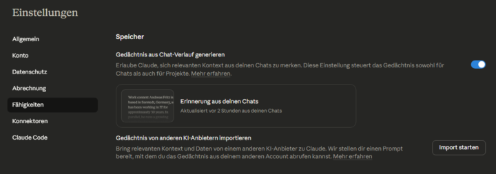 Claude "Erinnerungen" nun für alle verfügbar