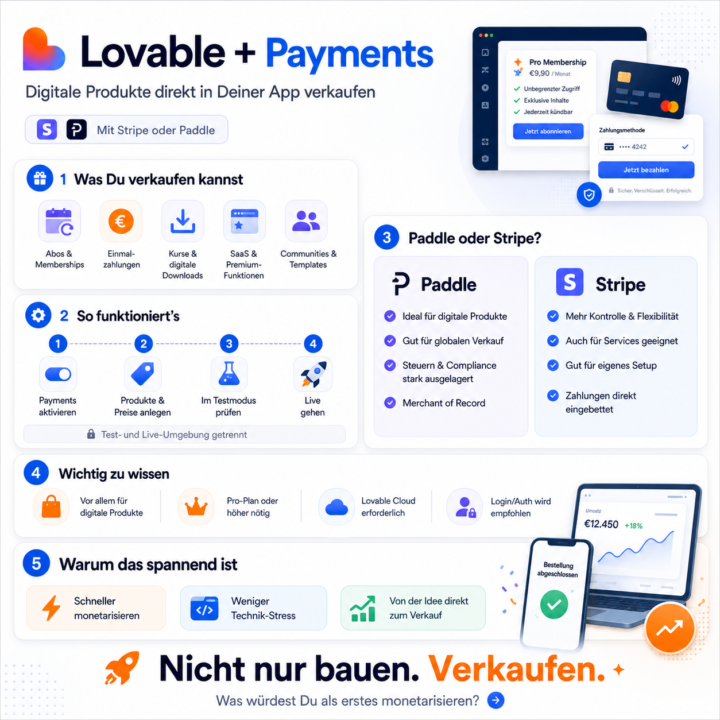 💳 Lovable kann jetzt Zahlungen direkt in Apps integrieren 