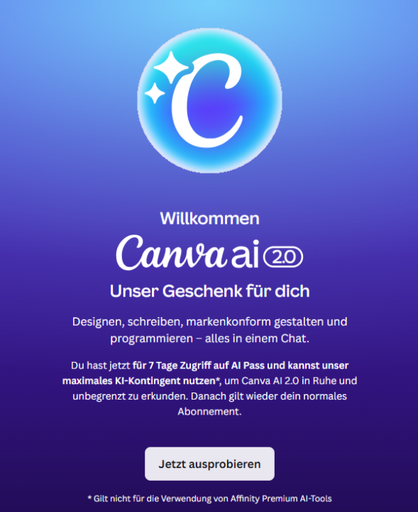 Schalte Dir Canva AI 2.0 frei