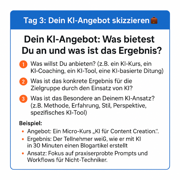 💼 Tag 3: Dein KI-Angebot skizzieren 