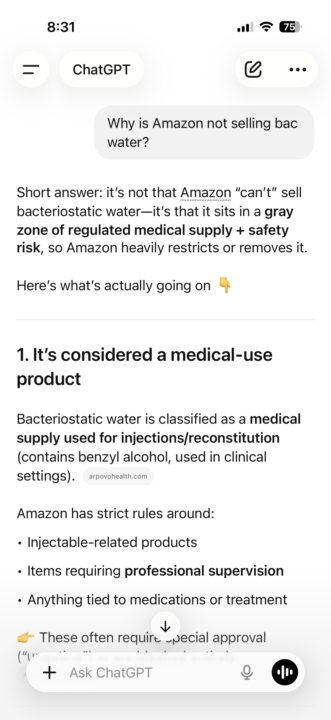 Amazon just pulled BAC water from Site 