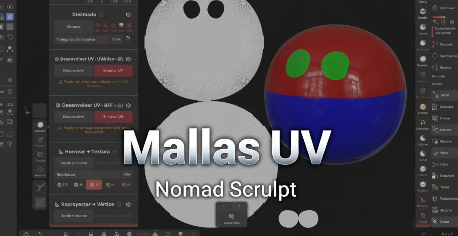 Aprendo a crear mallas UV en nomad Sculpt