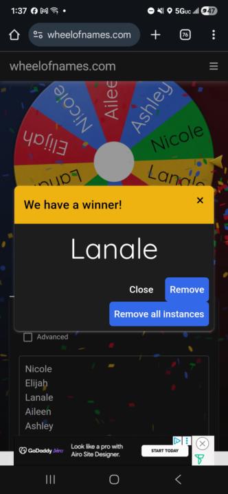 Giveaway Winner 🥳🎊🎉
