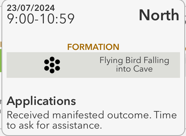 July 23, 2024: Qimen Formation Flying Bird Falling into Cave 7 Star (North)