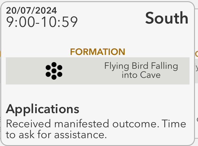 July 20, 2024: Qimen Flying Bird Falling into Cave (South)