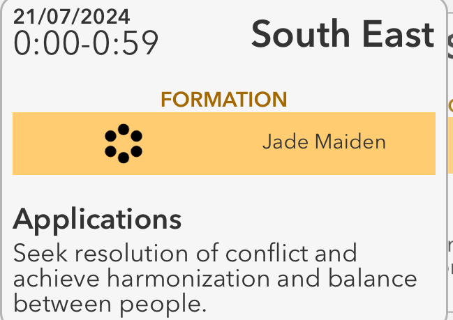 July 21, 2024: Auspicious Qimen Jade Maiden Formation