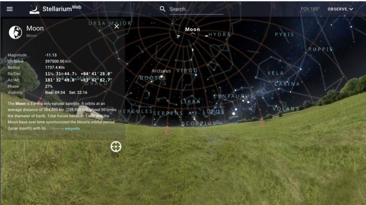 Watching the Moon on the Sky