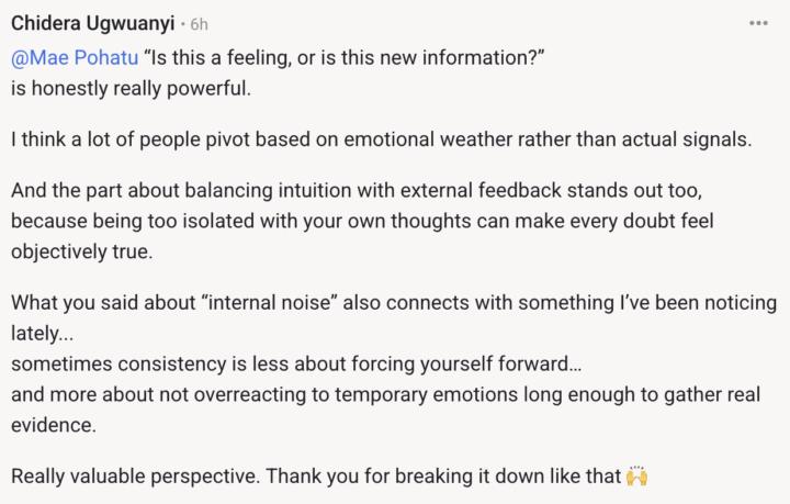 This comment by Chidera is a "Masterclass".