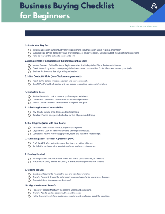 Business Buying Checklist: For Beginners