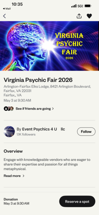Virginia psychic fair 2026