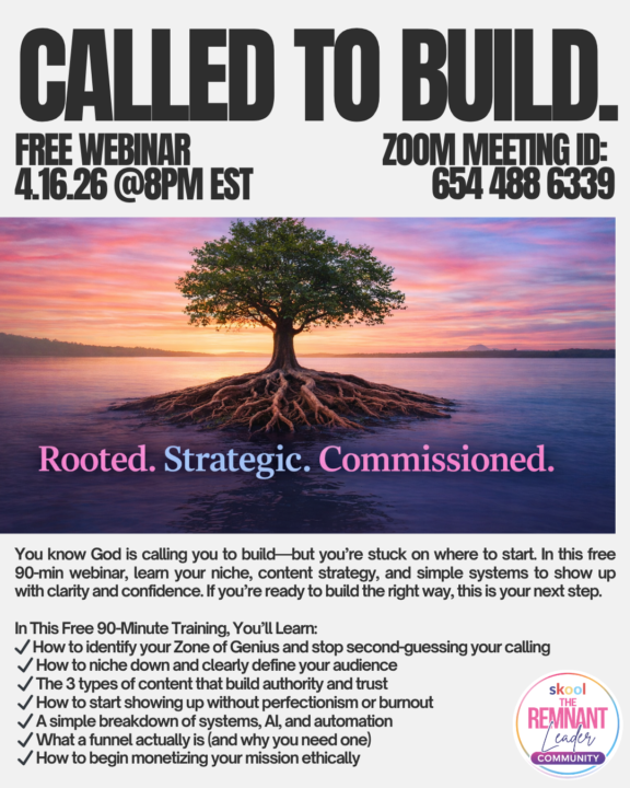 Called to Build: Free Webinar tonight at 8pm EST!