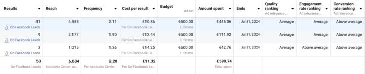 July´s Final: Got 53 Leads this month at 11USD each