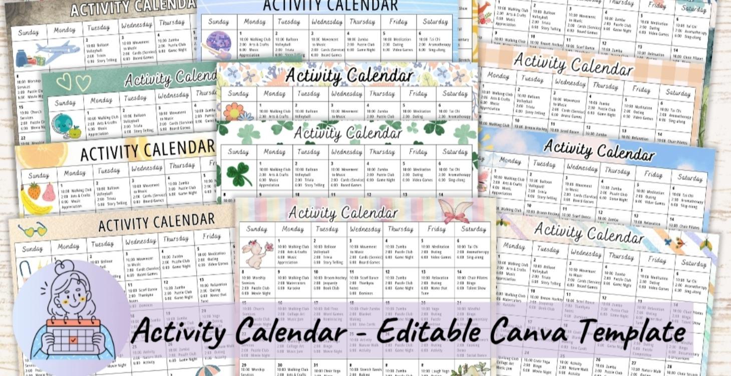 36 Pre-Designed Activity Calendar Canva Templates