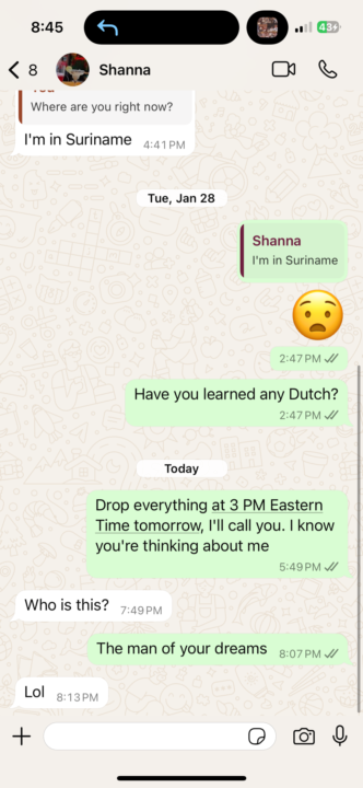 Convo with ex from call