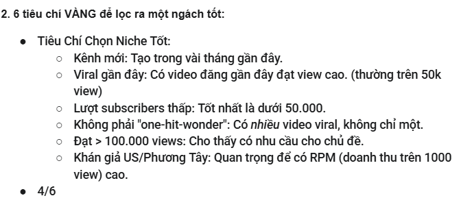 quy tắc chấm điểm khi chọn ngách 