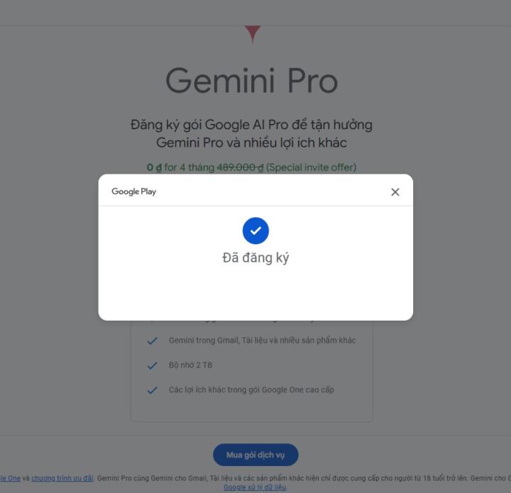 Gemini pro 4 tháng miễn phí