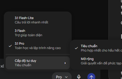 Gemini update giới hạn giờ/tuần(claude), chế độ tư duy(giống chatgpt và claude))