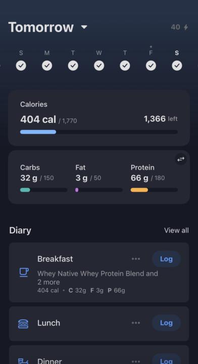 Pre-Logging Saved Meal