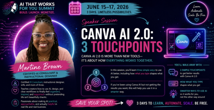🤩 Canva AI 2.0: 3 Touchpoints with Martine Brown!!